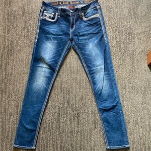 Rock Revival Blue Skinny Jeans Modern Style